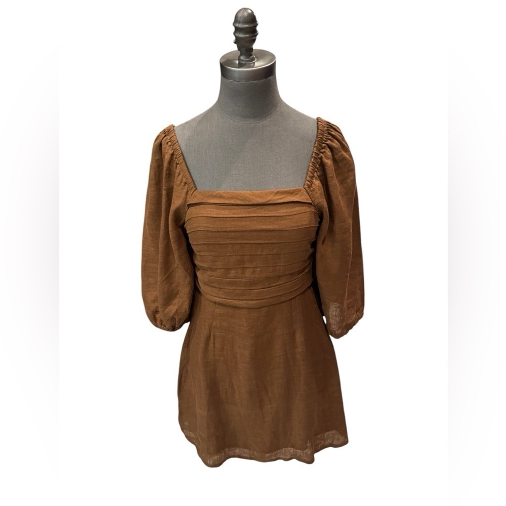 Faithfull The Brand Venezia Mini Dress Cinnamon Size S - Picture 4 of 16